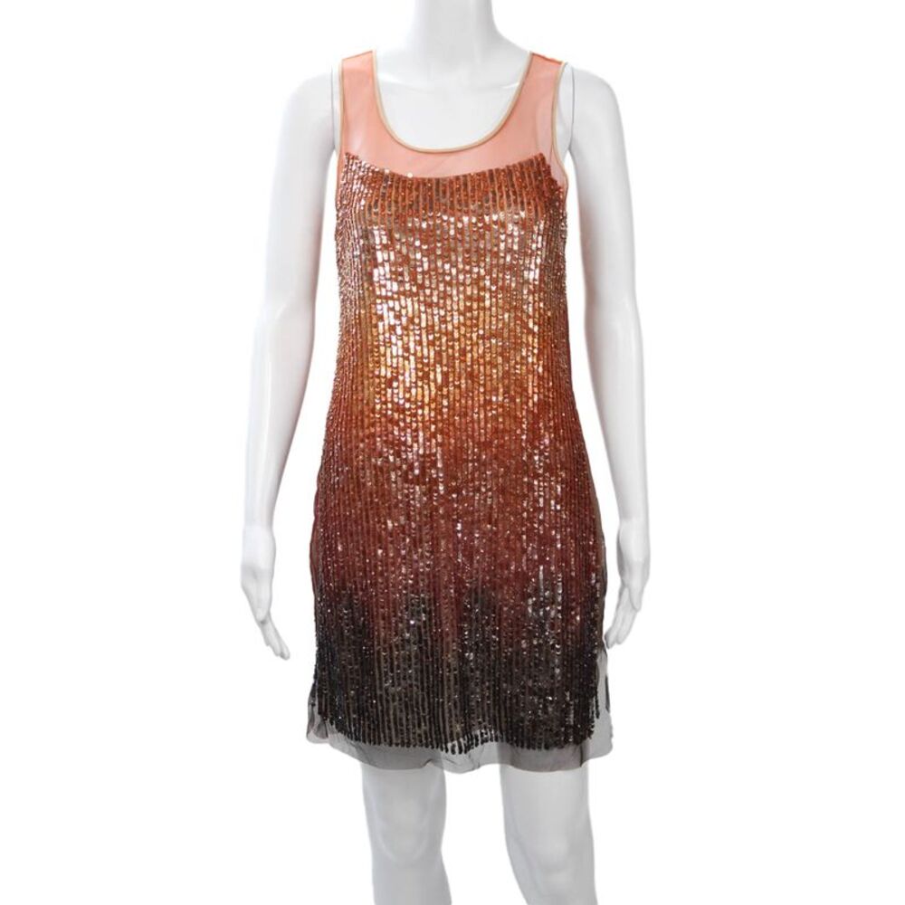 Renzo + Kai Women Shift Dress Orange Striped Sleeveless Size S